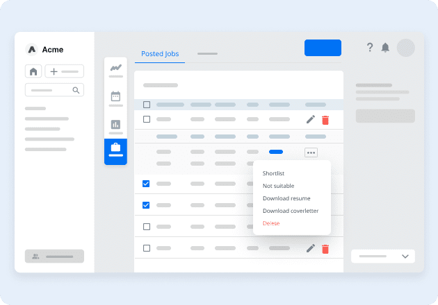 shortlist Job applications