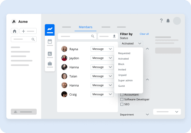 members data filters